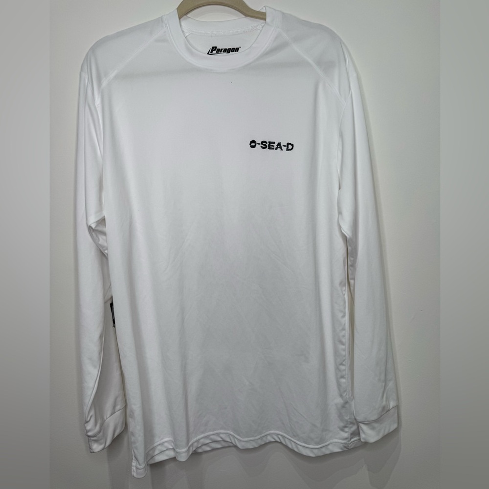 Paragon O-SEA-D Fishing Performance Shirt Mens Large White Long Sleeve UV